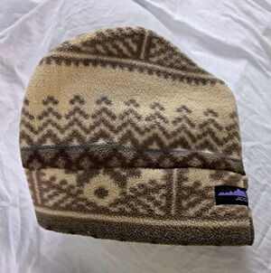 Vintage Croakies Jackson Hole USA Unisex Beanie, Beige/Brown Geometric, One Size